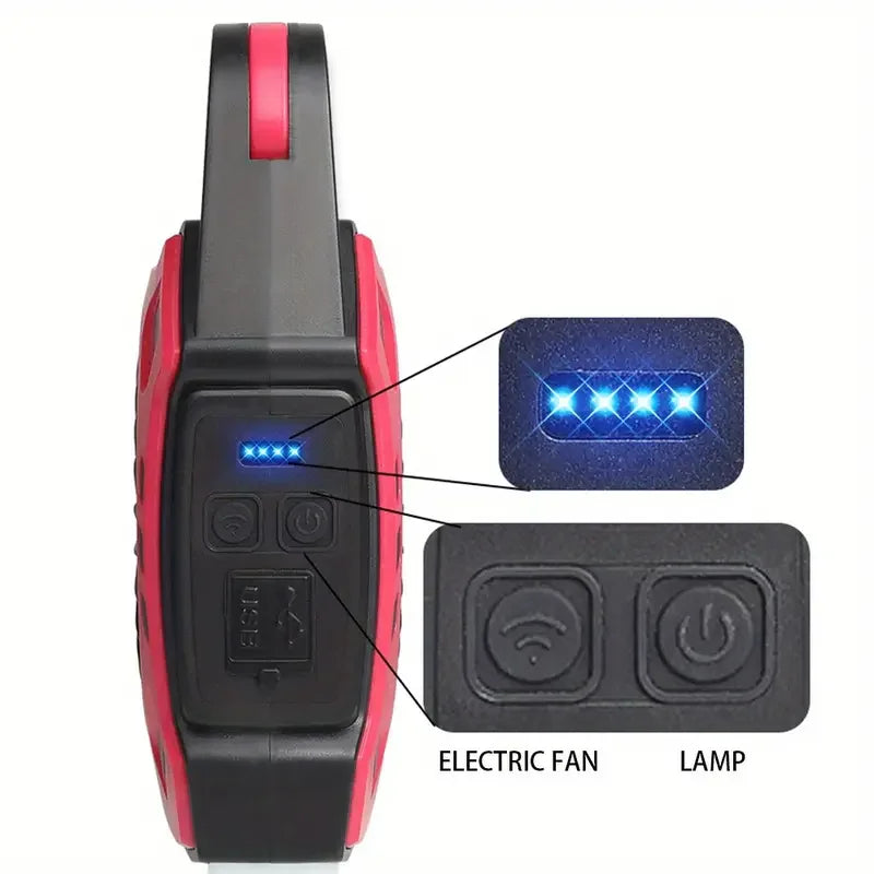 USB Rechargeable Camping Fan with LED Light - Portable Outdoor Fan Lamp for Night Use, Perfect for Camping, Hiking and Outdoor A