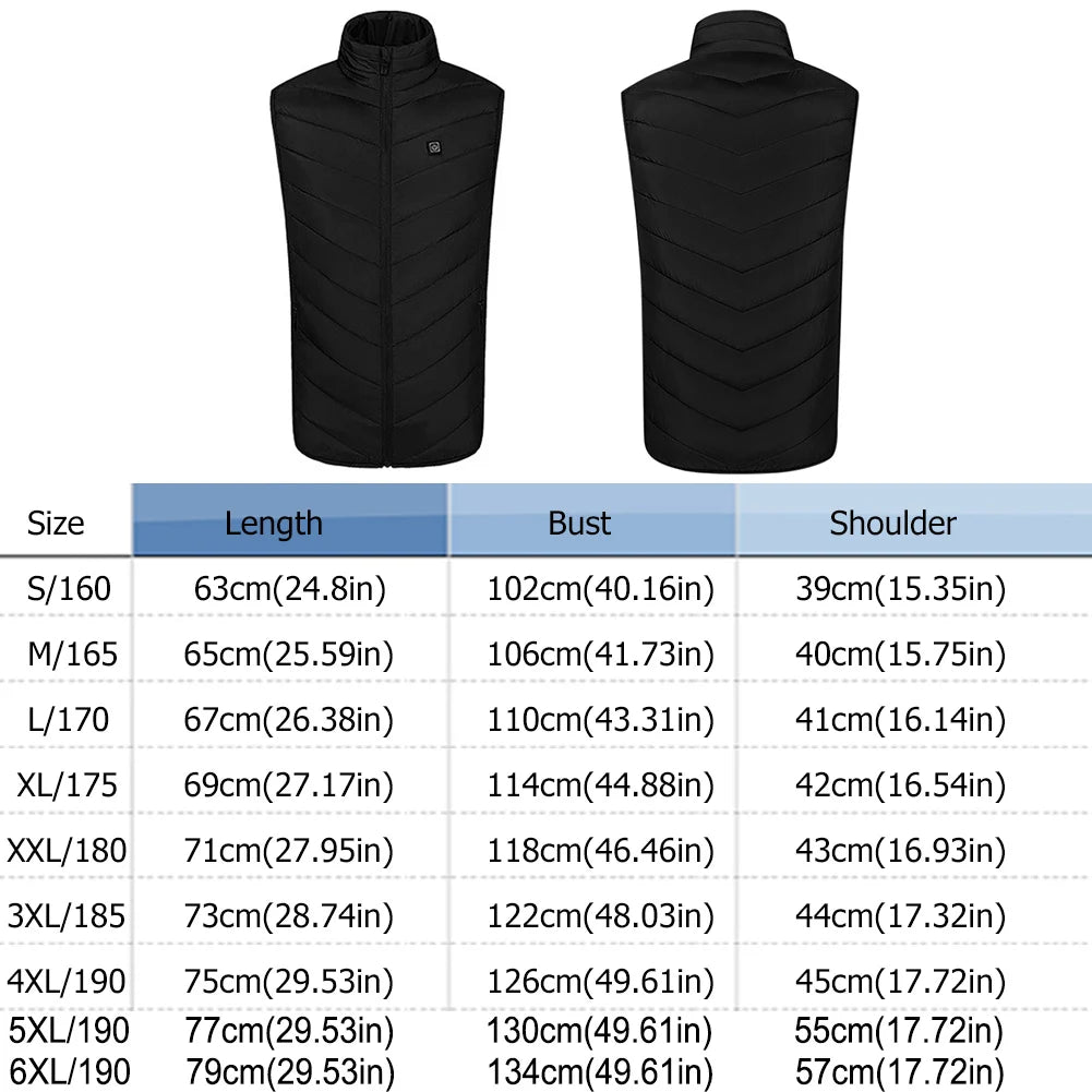USB Heated Vest 9 Zone Smart Heated Jacket Power Bank Not Included Heated Hunting Vest for Winter Outdoor Hunting Skiing