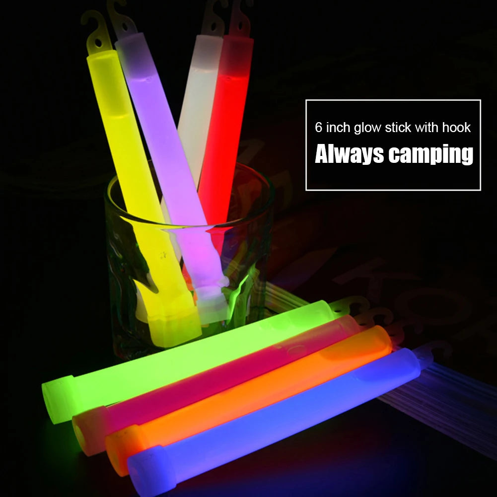 10pcs 6Inch Glow Light Sticks Outdoor Survival Tool Warning Lamp Hiking SOS Gear Tactical Equipment Concert Party Light Stick